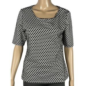 Ruby Rd. Black and White Pattern Blouse